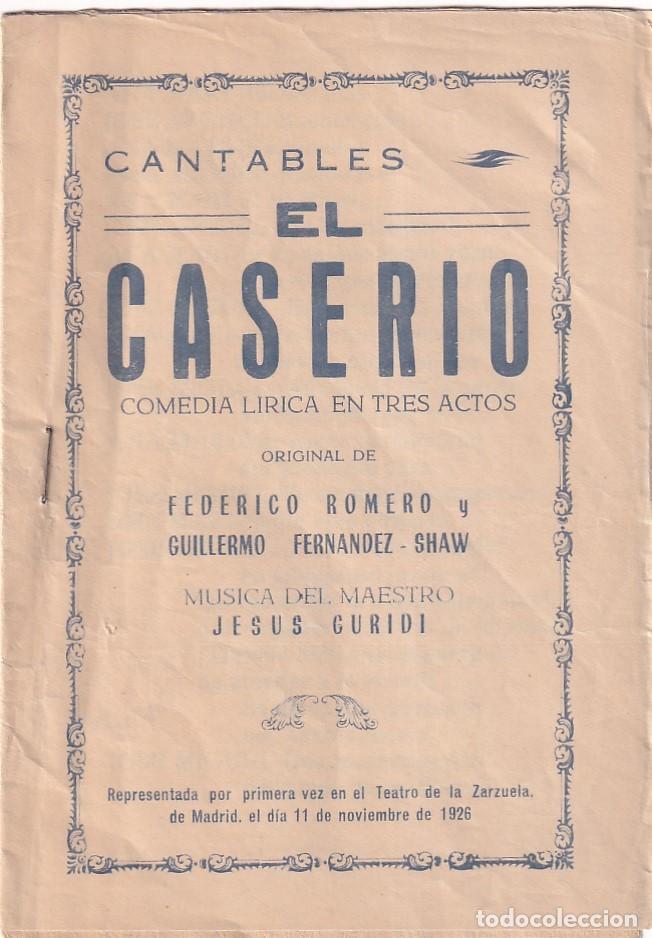 Catalogues de Musique: CANTABLES EL CASERIO FEDERICO ROMERO Y GUILLERMO FERNANDEZ SHAW. 8 P&Aacute;GINAS.