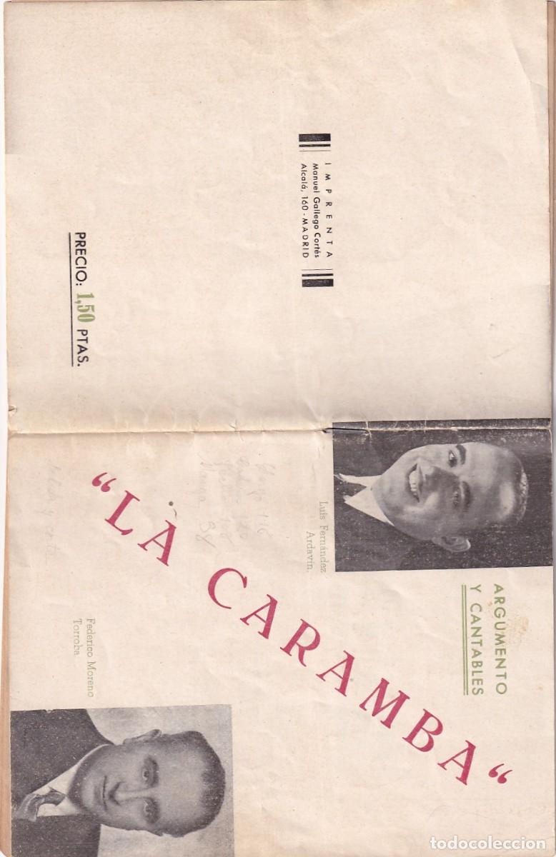 Catalogues de Musique: Argumento y Cantable de La Caramba