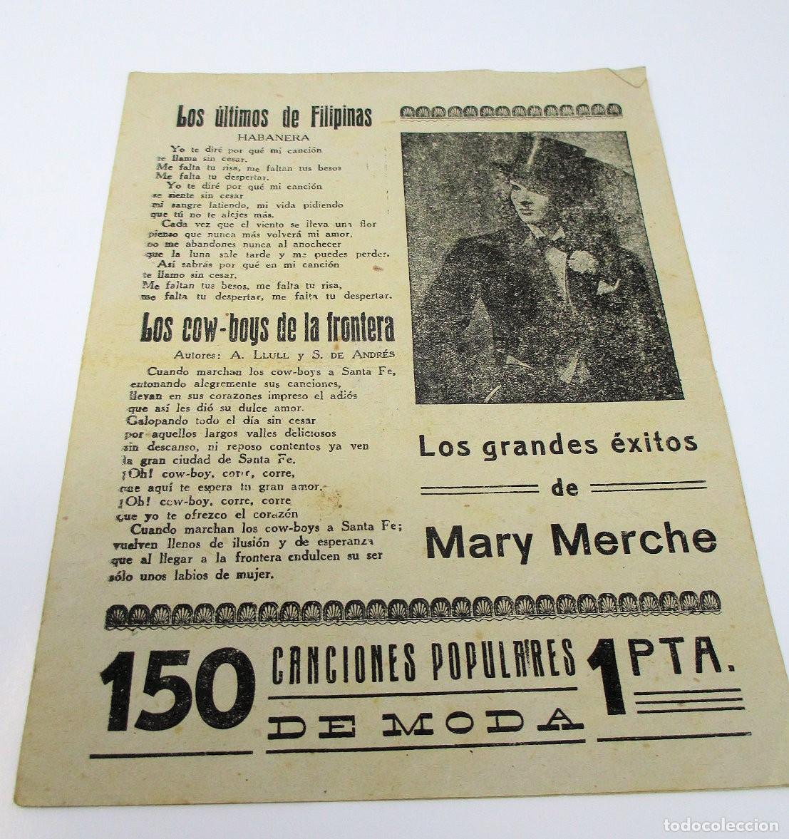 Musikkataloge: Folleto de Los Grandes &Eacute;xitos de Mary Merche de 1946. Con la letra de algunas de sus canciones