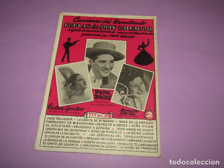Catalogues de Musique: Antiguo Cancionero del Espect&aacute;culo COPLAS DE JUAN SALVADOR con Pepe Baldo