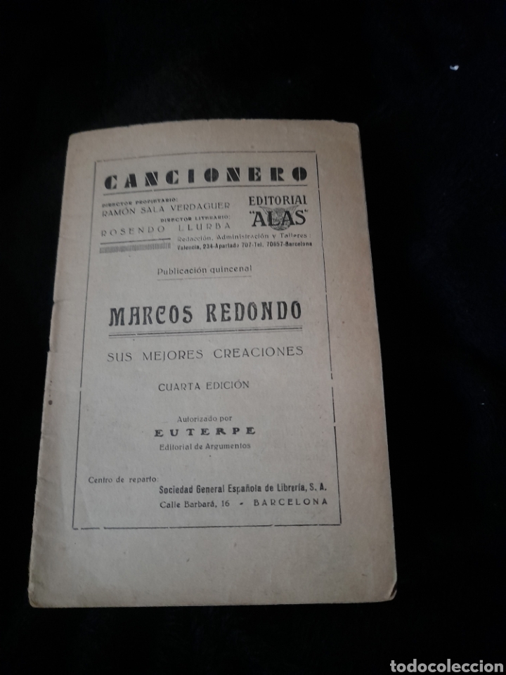 Catalogues de Musique: Antiguo cancionero de Marcos Redondo, 30 p&aacute;ginas