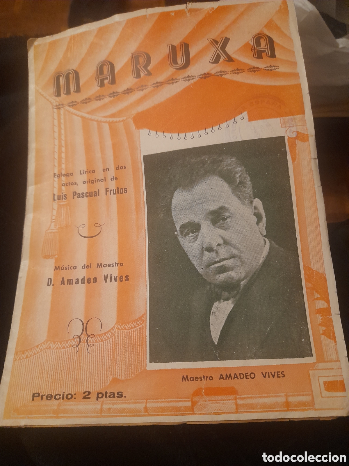 Cat&aacute;logos de M&uacute;sica: Maruxa, Argumento y cantables, 12 p&aacute;ginas m&aacute;s portada