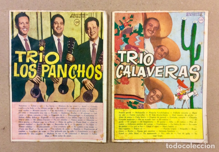 Cat&aacute;logos de M&uacute;sica: 2 CANCIONEROS: TR&Iacute;O LOS PANCHOS Y TR&Iacute;O CALAVERAS. EDICIONES BISTAGNE 1957. N&deg; 132 y 133