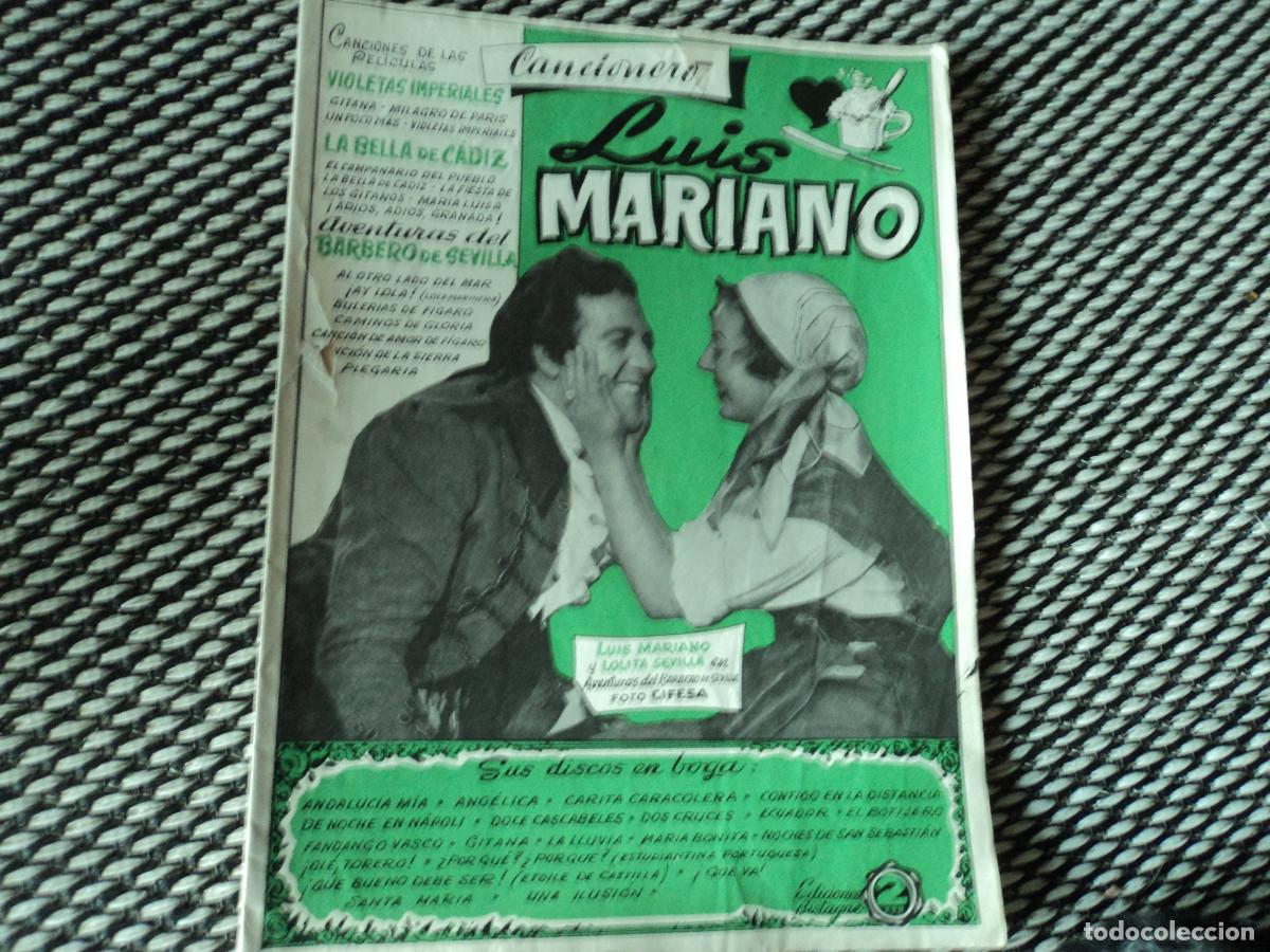Cat&aacute;logos de M&uacute;sica: cancionero luis mariano, de la pelicula violetas imperiales, ed. bistagne