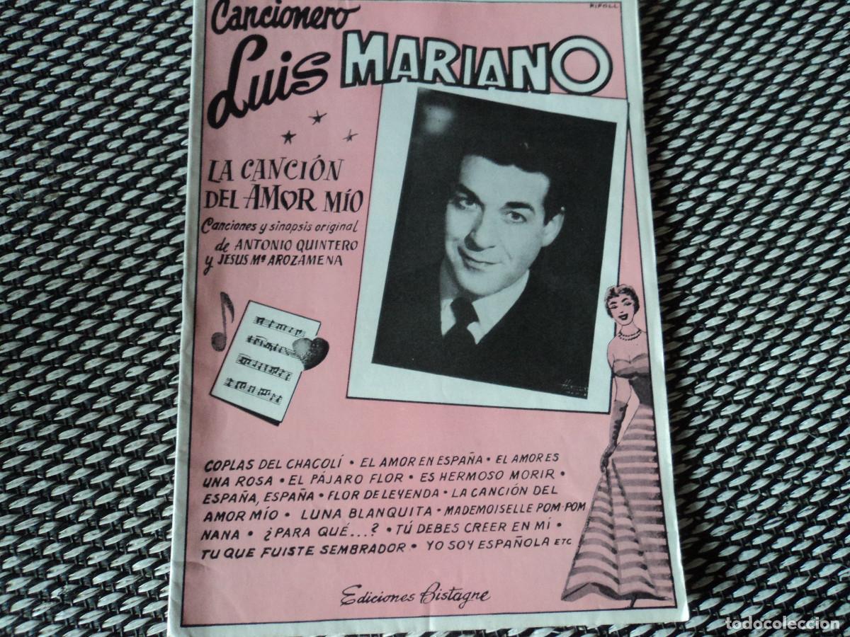 Cat&aacute;logos de M&uacute;sica: cancionero luis mariano la cancion del amor mio, ed. bistagne
