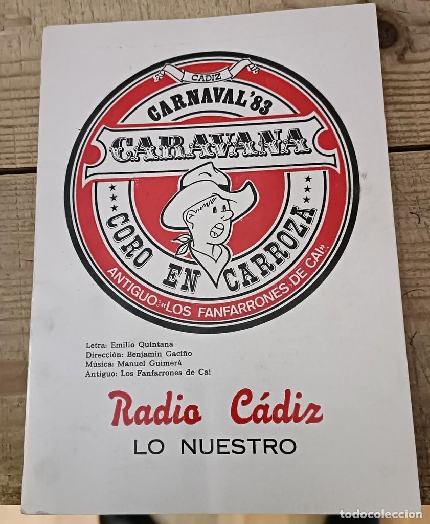 Cat&aacute;logos de M&uacute;sica: CARNAVAL DE CADIZ, 1983, LIBRETO CORO CARAVANA