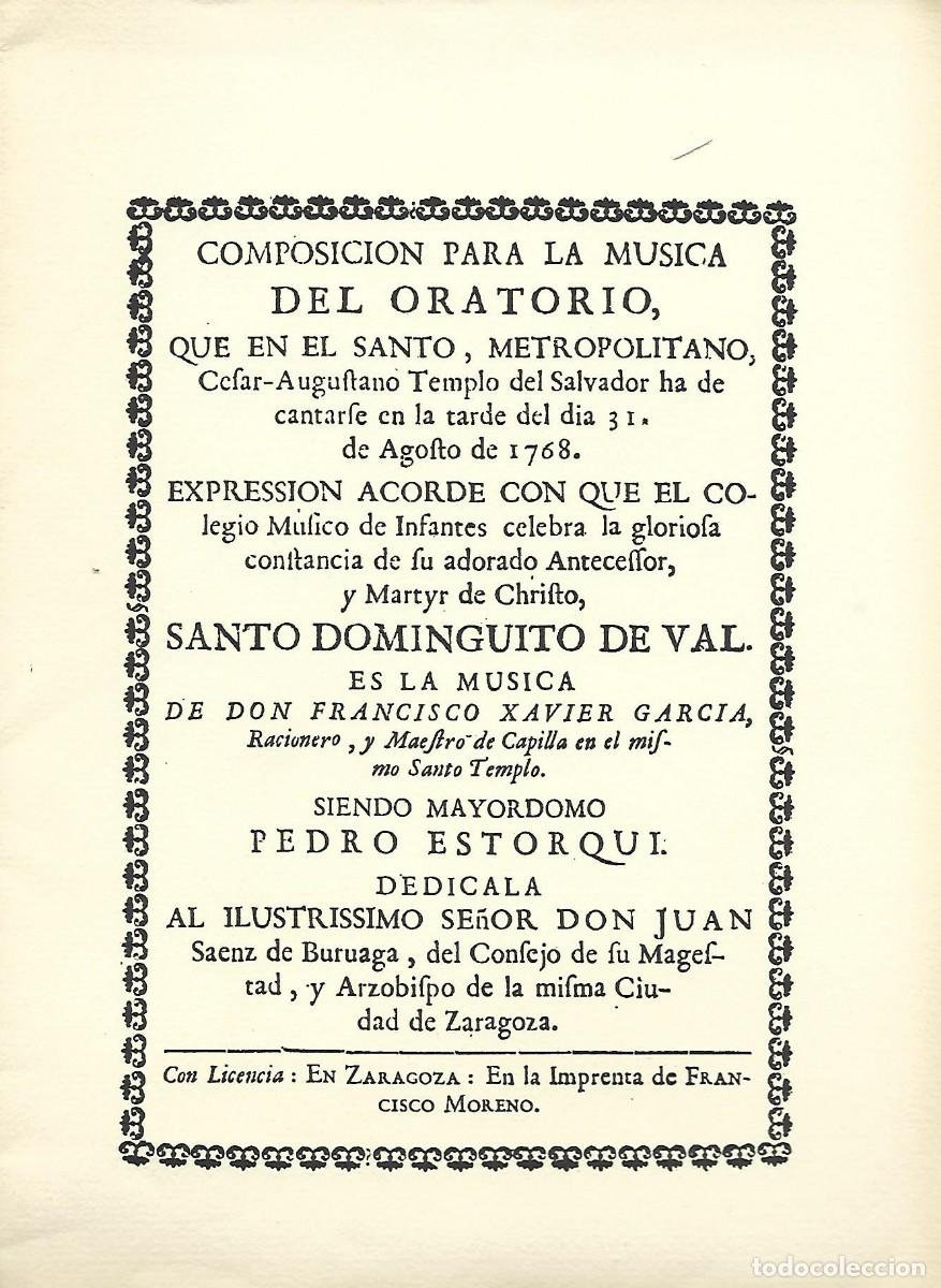Catalogues de Musique: Composici&oacute;n para la m&uacute;sica del oratorio. Ed. facsimil del original de 1768.