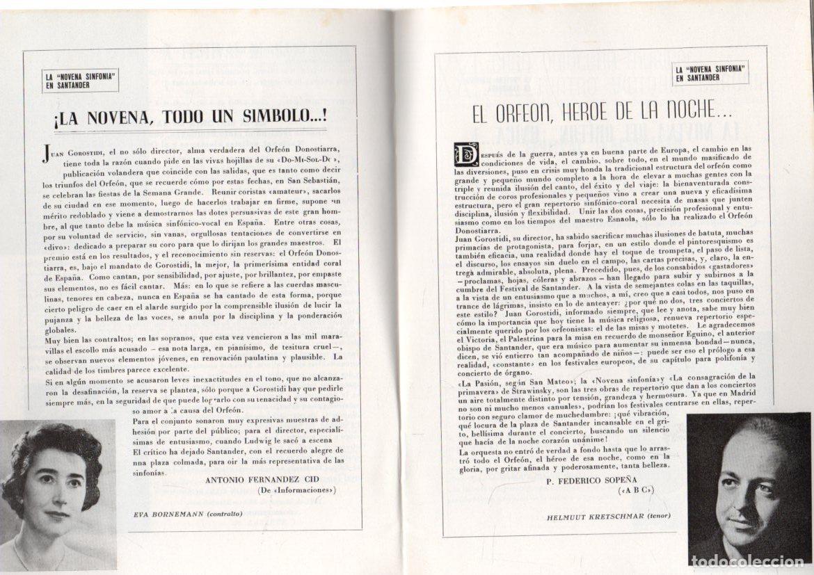 Cat&aacute;logos de m&uacute;sica: PROGRAMA ORFEON DONOSTIARRA OTO&Ntilde;O 1961 - Foto 2