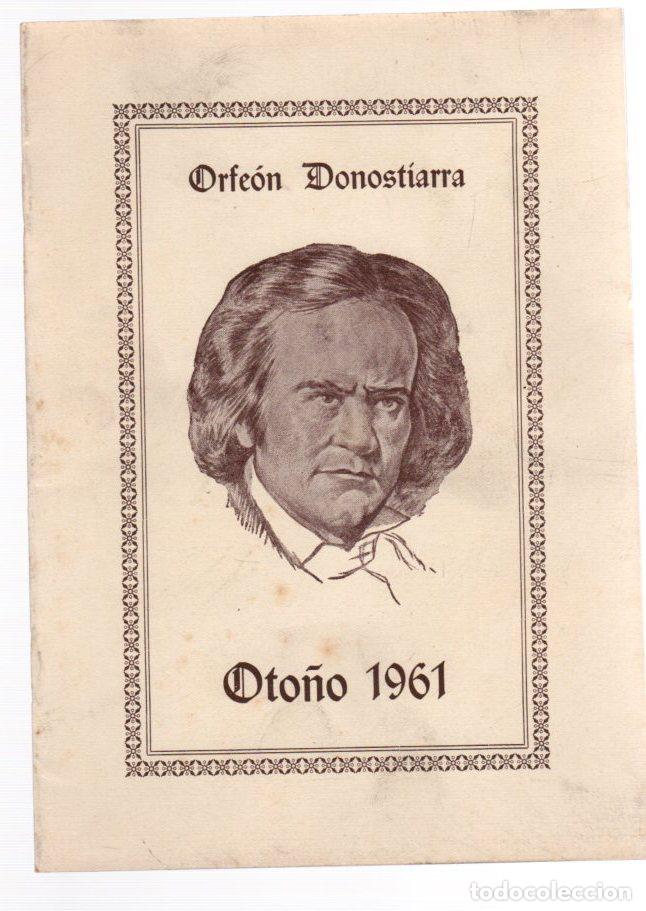 Cat&aacute;logos de m&uacute;sica: PROGRAMA ORFEON DONOSTIARRA OTO&Ntilde;O 1961 - Foto 1