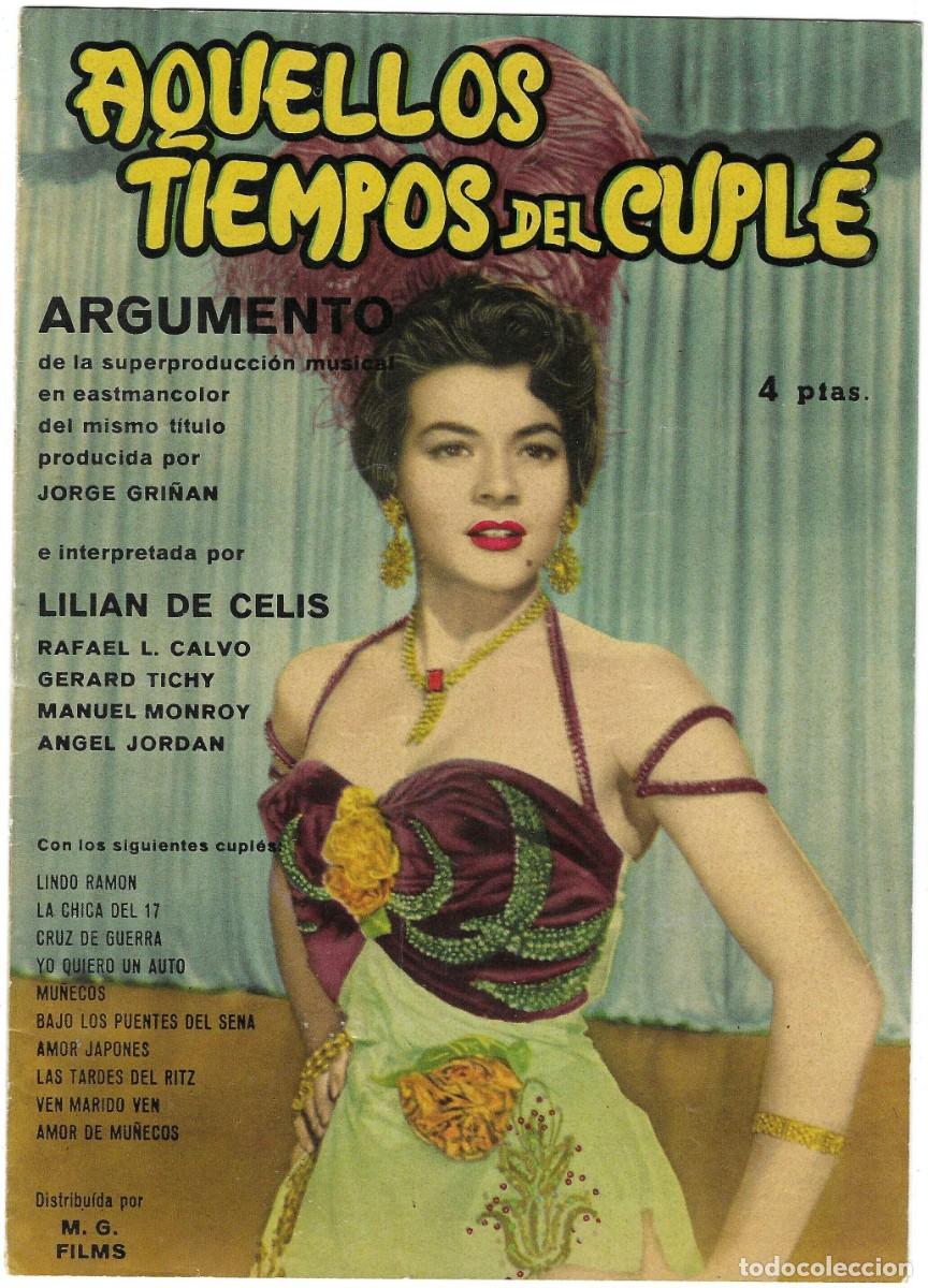 Catalogues de Musique: LILIAN DE CELIS -- AQUELLOS TIEMPOS DEL CUPLE -- ARGUMENTO Y CANCIONERO