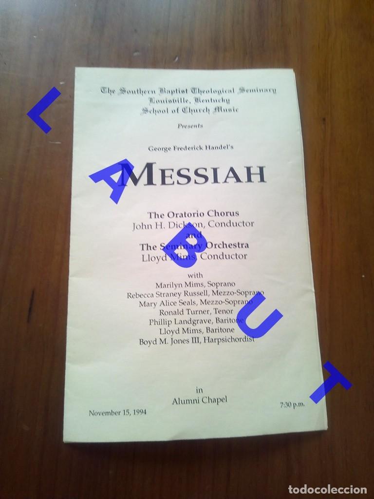 Catalogues de Musique: SOUTHERN BAPTIST SCHOOL OF CHURCH MUSIC MESSIAH 1994 8PG 22CM CR1