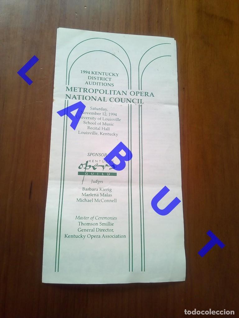 Catalogues de Musique: LOUISVILLE METROPOLITAN OPERA NATIONAL COUNCIL 1994 TRIPTICO 28CM L06