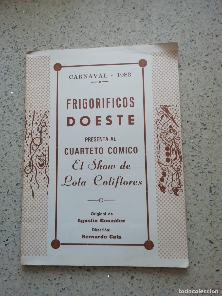 Catalogues de Musique: Carnaval de C&aacute;diz libreto Cuarteto el show de lola coliflores 1983