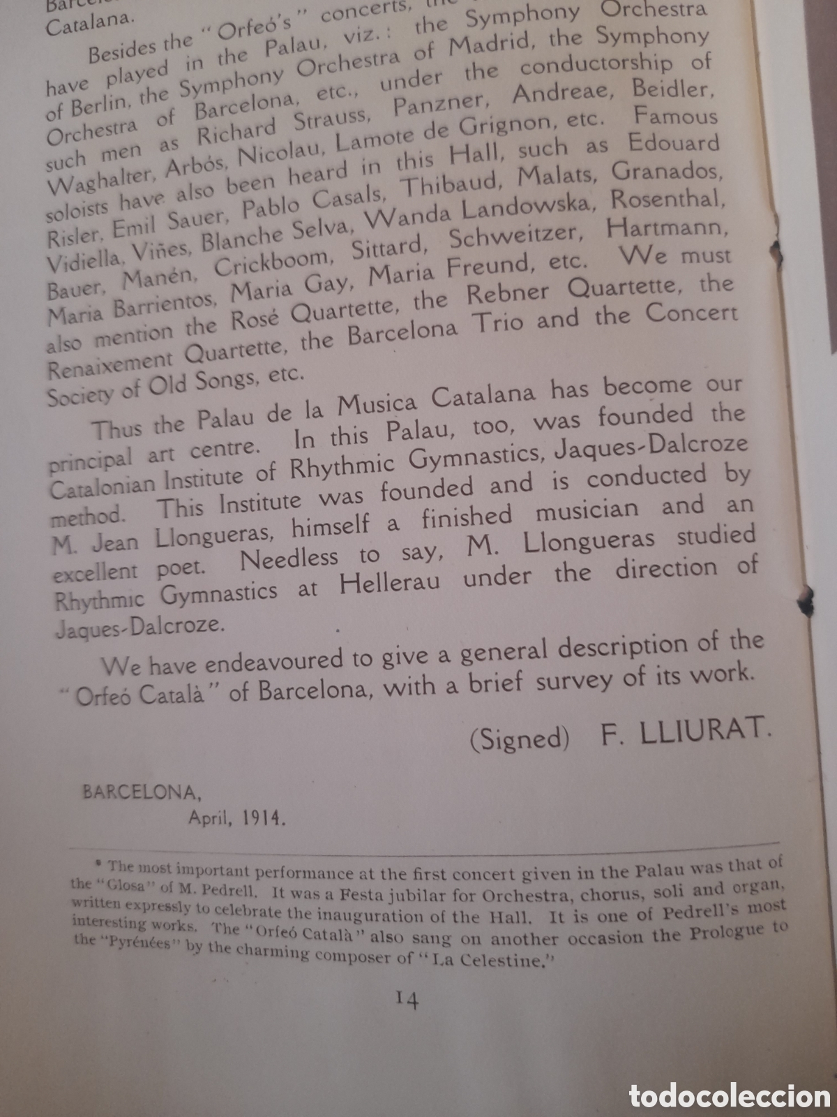 Cat&aacute;logos de m&uacute;sica: Programa del Orfeo Catala de 1914, en ingl&eacute;s - Foto 12