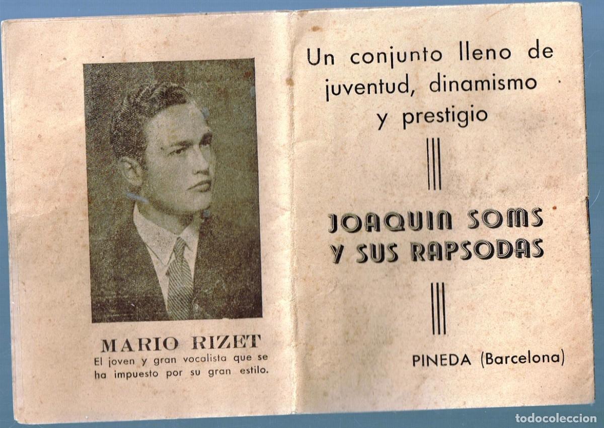 Cat&aacute;logos de M&uacute;sica: 40/50&acute;s ca. PINEDA DE MAR - GRANDES &Eacute;XITOS DE J. SOMS Y SUS RAPSODAS VOCALISTA MARIO RIZET