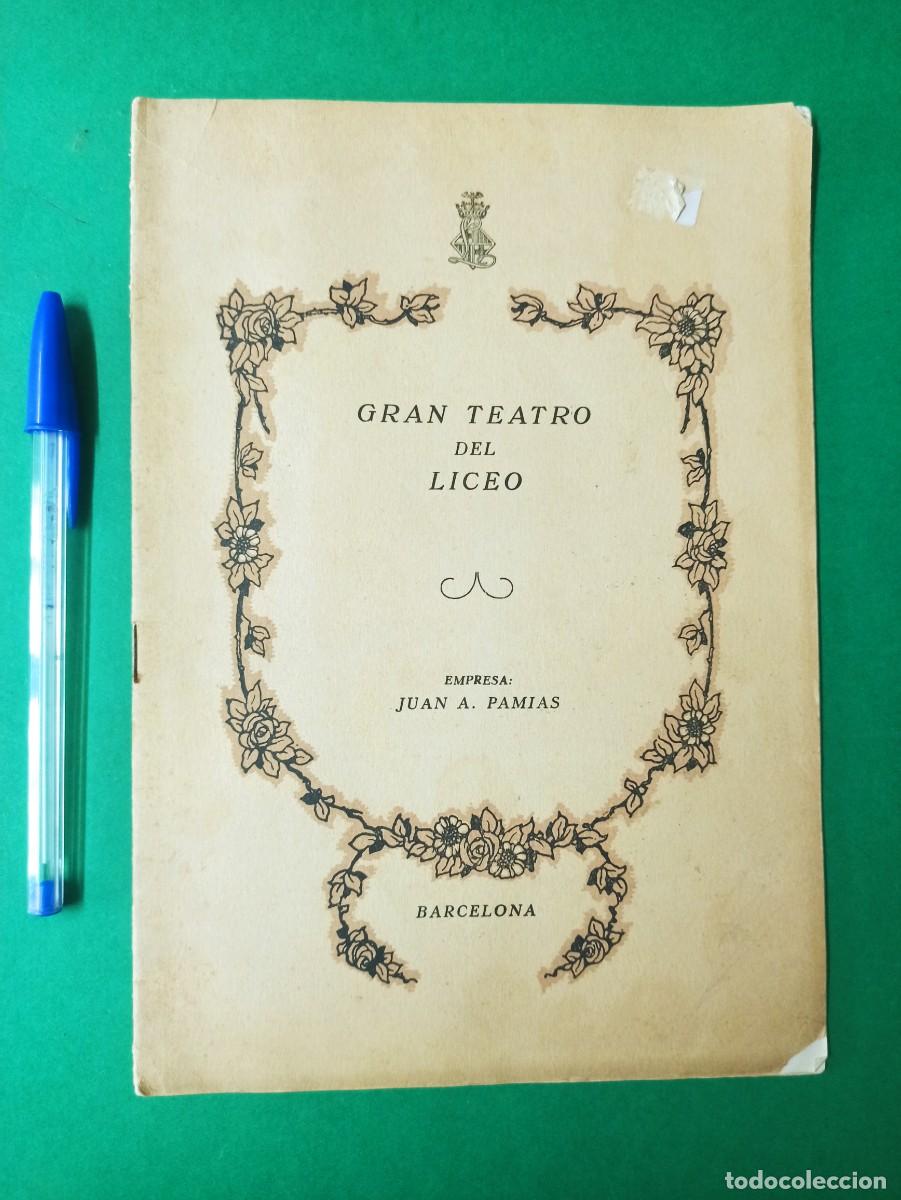 Cat&aacute;logos de m&uacute;sica: Antiguo libro librito programa del Gran Teatro del Liceo. 1960. - Foto 1
