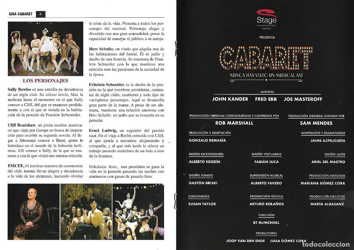 Cat&aacute;logos de m&uacute;sica: PROGRAMA COMPLETO DEL MUSICAL CABARET - Foto 2
