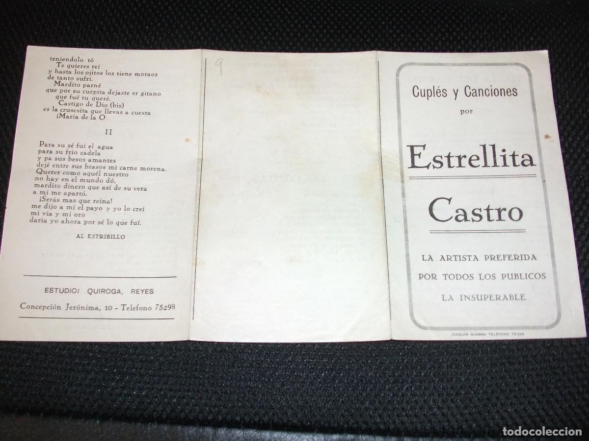 Cat&aacute;logos de m&uacute;sica: ESTRELLITA CASTRO PROGRAMA TEATRO CUPLES Y CANCIONES - TRIPTICO - Foto 1