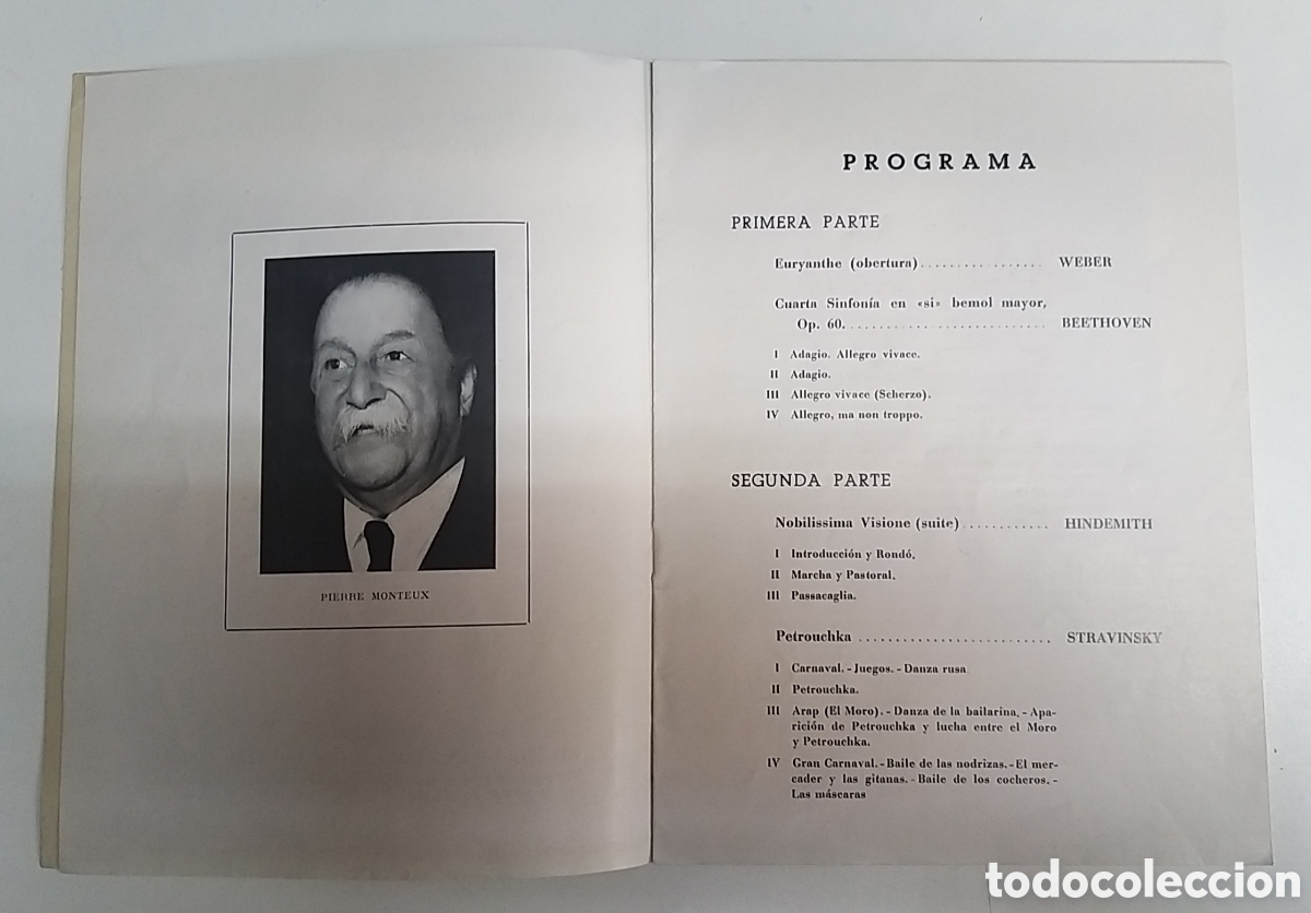 Cat&aacute;logos de m&uacute;sica: PROGRAMA ORQUESTA NACIONAL. PIERRE MONTEUX 1958 - Foto 2