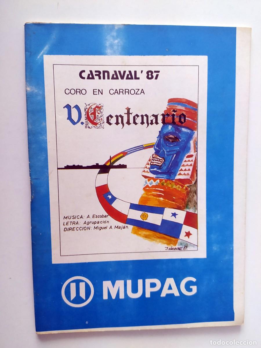 Cat&aacute;logos de m&uacute;sica: LIBRETO CARNAVAL DE CADIZ 1987 CORO V CENTENARIO - Foto 1