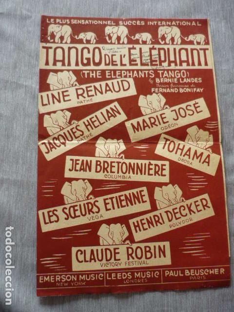 Cat&aacute;logos de m&uacute;sica: TANGO DEL ELEFANTE PROGRAMA PARTITURA PARIS - Foto 1