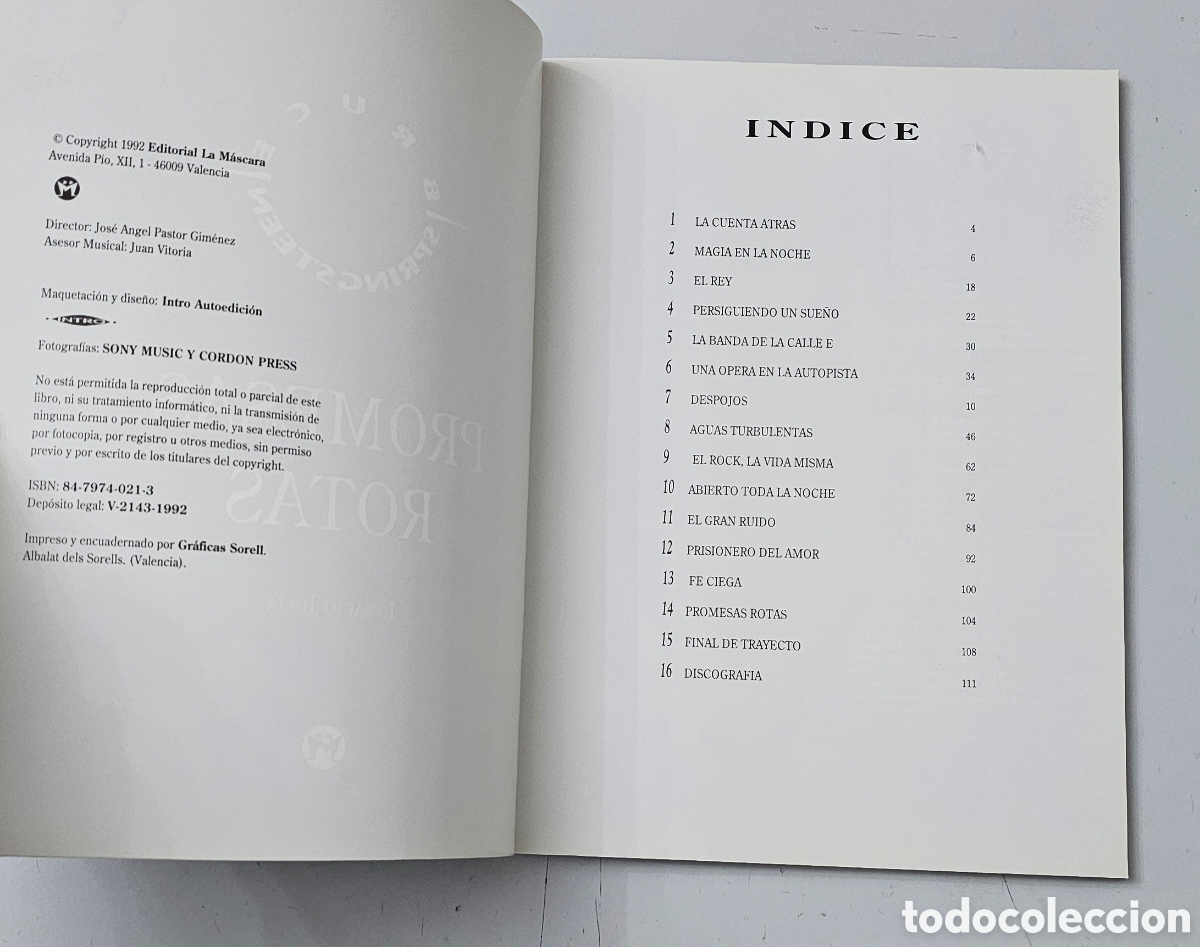 Cat&aacute;logos de m&uacute;sica: LIBRO BRUCE SPRINGSTEEN (Espa&ntilde;a - La Mascara - 1992) - Foto 6