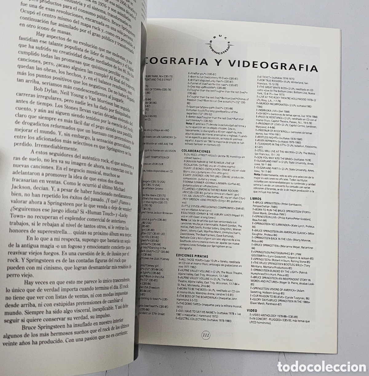 Cat&aacute;logos de m&uacute;sica: LIBRO BRUCE SPRINGSTEEN (Espa&ntilde;a - La Mascara - 1992) - Foto 26