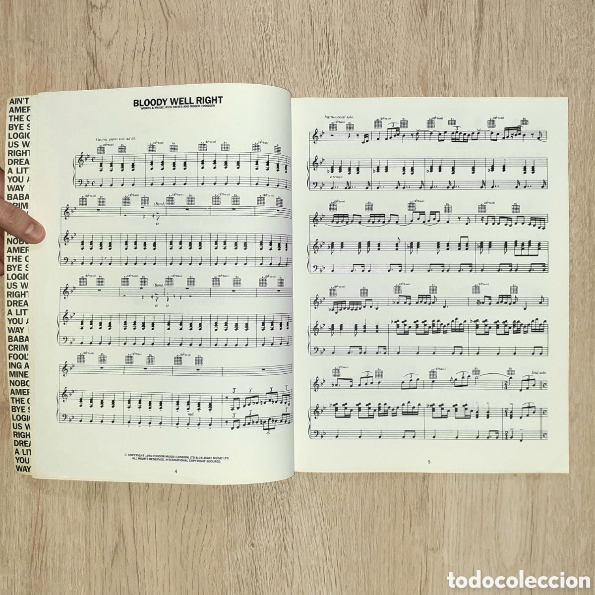 Cat&aacute;logos de m&uacute;sica: Libro partituras SUPERTRAMP Anthology - Foto 5