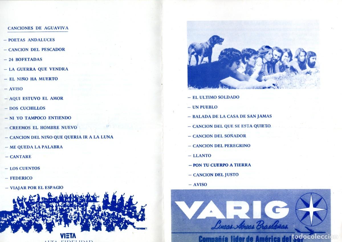 Cat&aacute;logos de m&uacute;sica: Aguaviva. Aut&oacute;grafos. Dos programas de mano - Foto 3