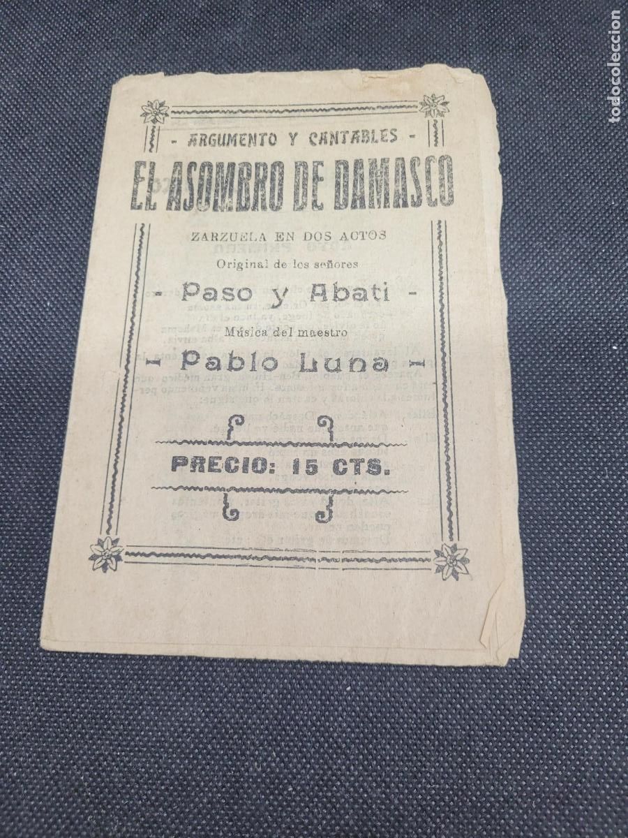 Cat&aacute;logos de m&uacute;sica: Argumento y Cantables EL ASOMBRO DE DAMASCO - Foto 1
