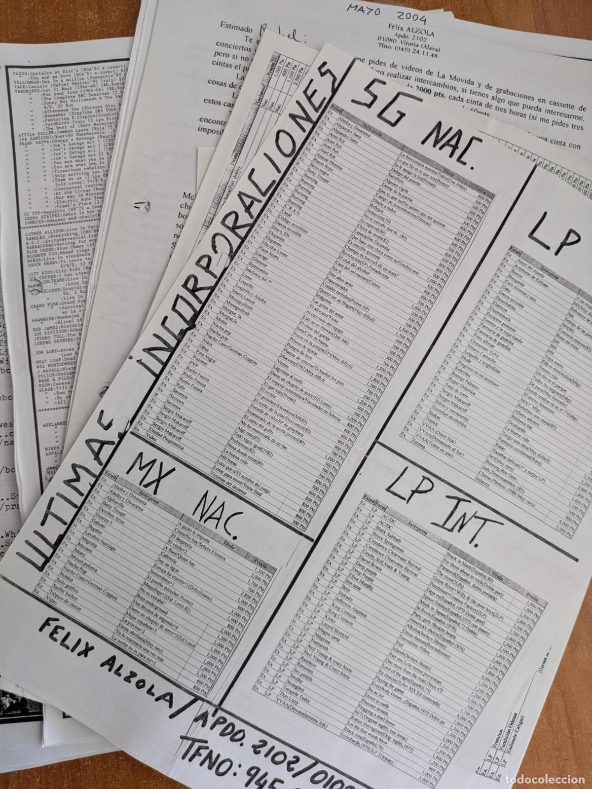 Cat&aacute;logos de M&uacute;sica: Cat&aacute;logos m&uacute;sica coleccionismo Lps, Sgs, Mx, Videos. Felix Alzola. Vitoria. A&ntilde;os 90