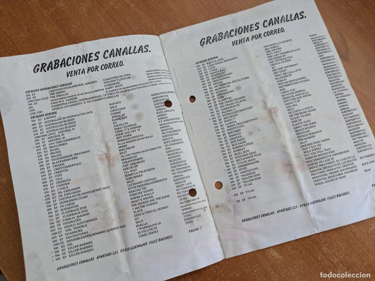Cat&aacute;logos de M&uacute;sica: Cat&aacute;logo m&uacute;sica Grabaciones Canallas. Llucmajor. Baleares. A&ntilde;os 90.