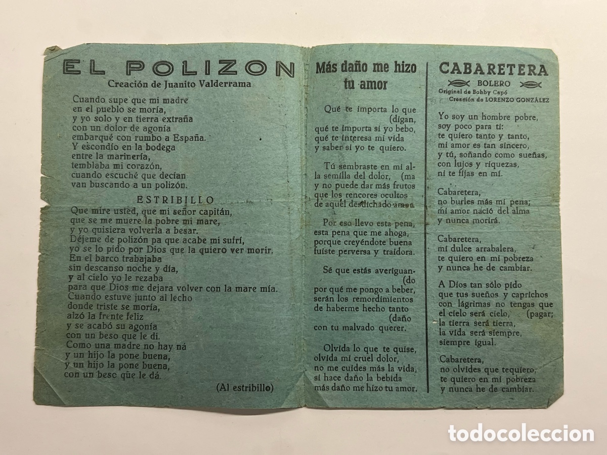 Cat&aacute;logos de M&uacute;sica: Linares Minero. Pasodoble por los Galindos.., Cabaretera.., Bolero. Mas da&ntilde;o me hizo tu amor..