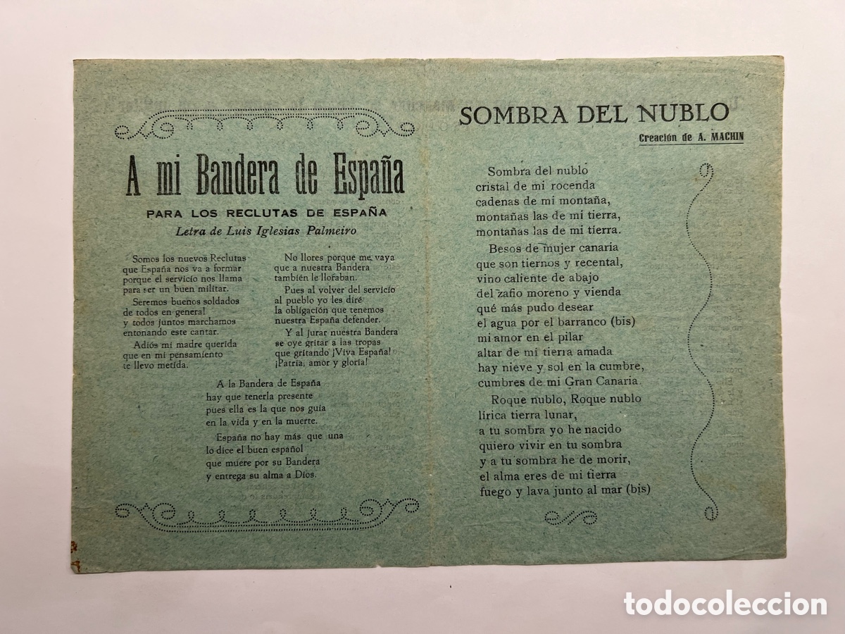 Cat&aacute;logos de M&uacute;sica: A mi Bandera de Espa&ntilde;a. PARA LOS RECLUTAS DE ESPA&Ntilde;A.. Letra de Luis Iglesias Palmeiro&hellip;