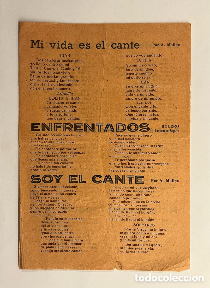 Cat&aacute;logos de M&uacute;sica: Mi vida es el cante.., Enfrentados.., Ronda de celos.., Pajarillos Volanderos.., Hojilla Musical