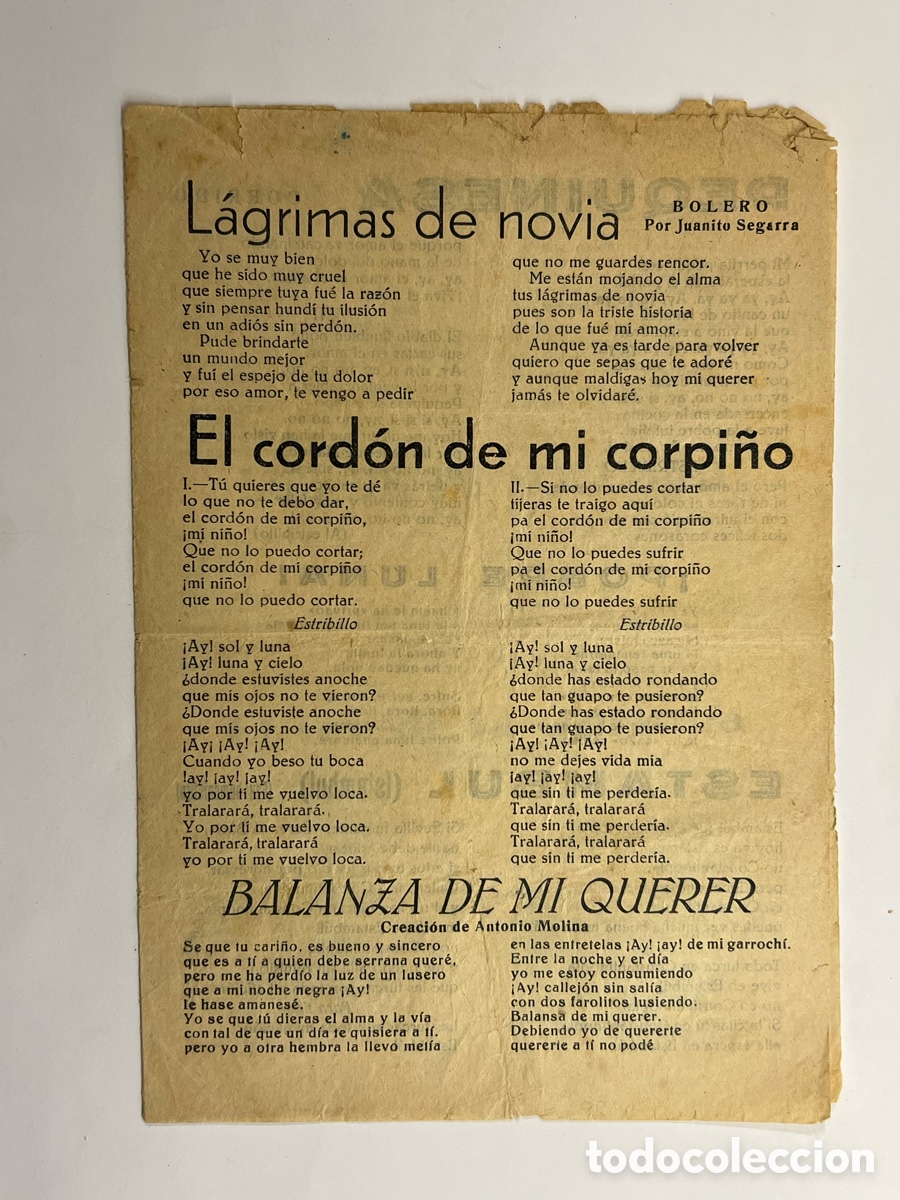 Cat&aacute;logos de M&uacute;sica: Luz de mi Soledad.., El Rey de la Carretera.., Nochecita de Mayo.., Estambul.., Hojilla Musical