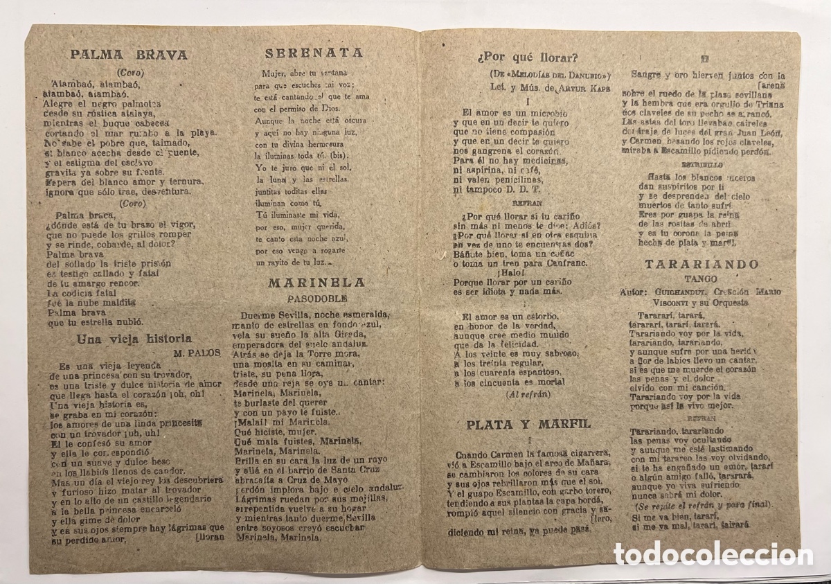 Cat&aacute;logos de M&uacute;sica: Mar&iacute;nela, Plata y Marfil, Canaria Bendita.., Mi casita de papel.., Tolon Tolon.., Hojilla Musical..