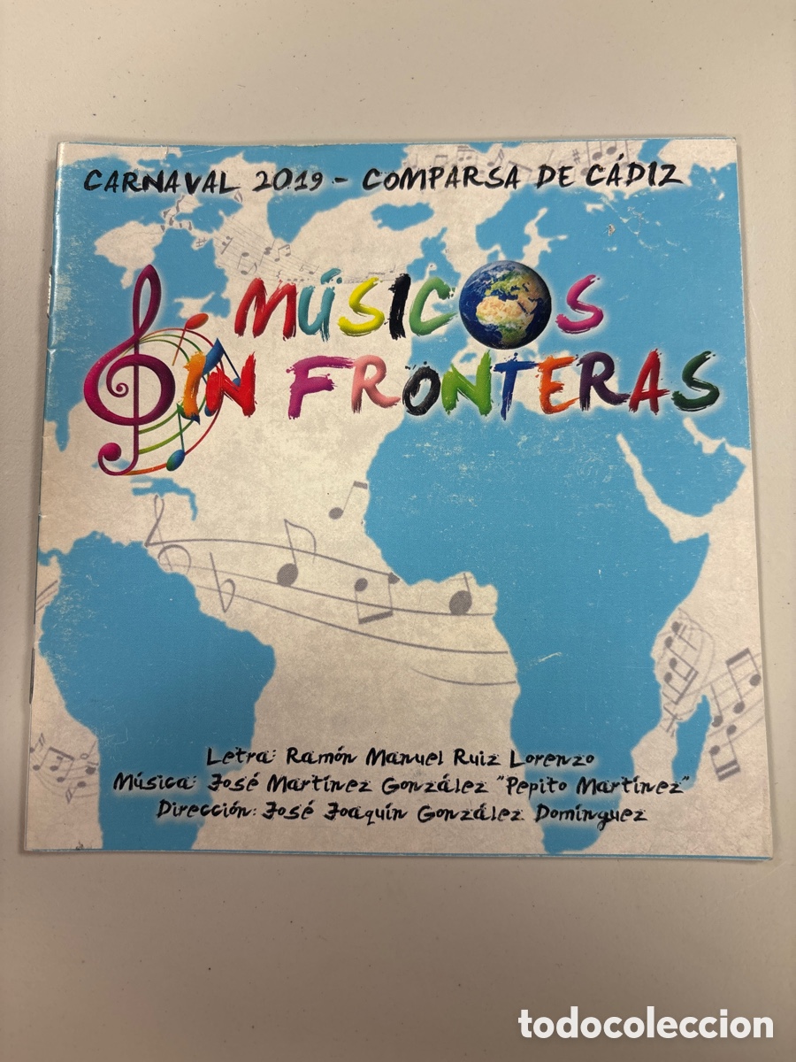 Cat&aacute;logos de M&uacute;sica: Carnaval, C&aacute;diz, 2019 libreto Comparsa M&Uacute;SICOS SIN FRONTERAS