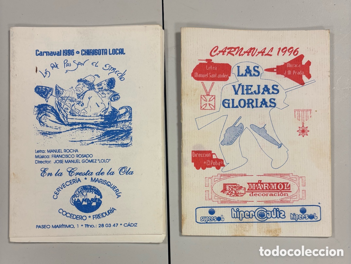 Cat&aacute;logos de M&uacute;sica: Carnaval, C&aacute;diz, 1996 Libretos Aqu&iacute; no paisa n&aacute;, y las viejas glorias de M. Santander