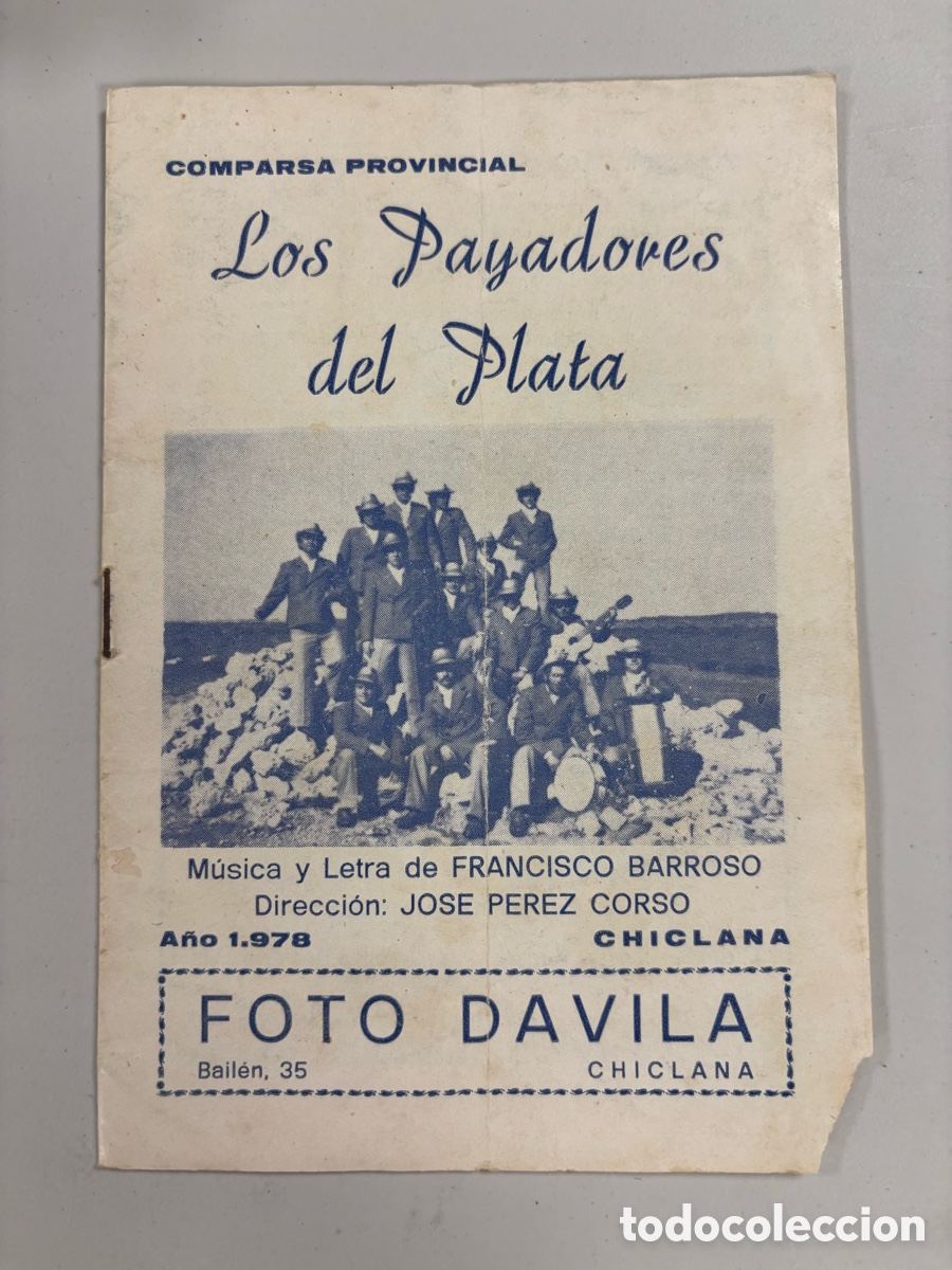 Cat&aacute;logos de M&uacute;sica: Carnaval, C&aacute;diz, 1978 libreto Comparsa Los Payadores del Plata