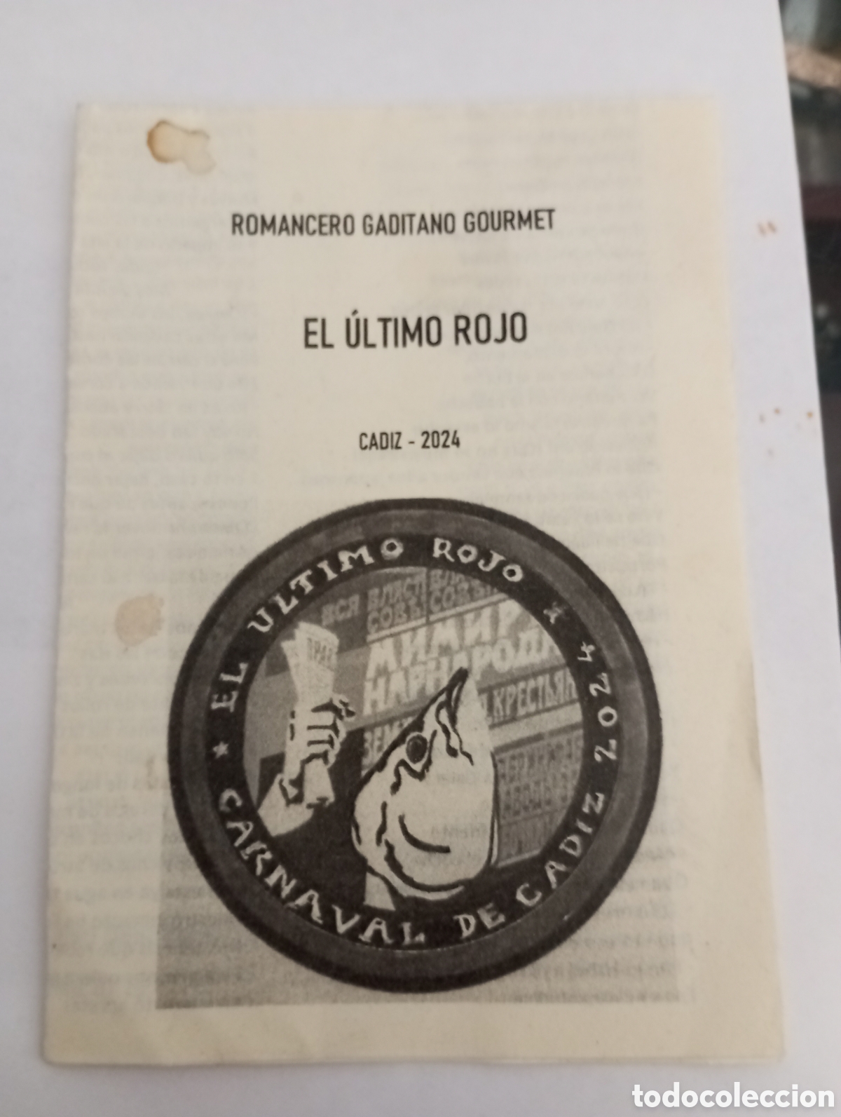 Cat&aacute;logos de M&uacute;sica: Carnaval de C&aacute;diz libreto romancero el ultimo rojo 2024