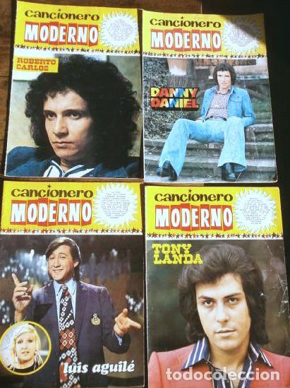 Cataloghi di Musica: 4 REVISTAS CANCIONERO MODERNO (A&ntilde;os 70) LUIS AGUILE, DANNY DANIEL, ROBERTO CARLOS, TONY LANDA