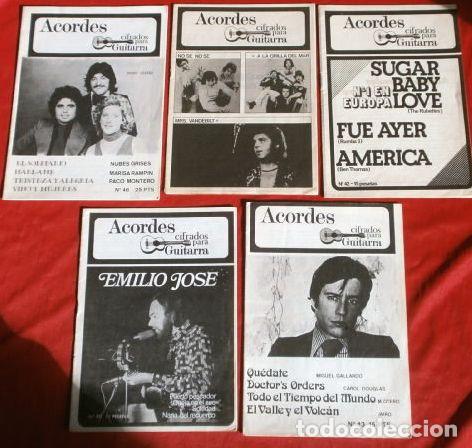 Cat&aacute;logos de M&uacute;sica: 5 REVISTAS Cancioneros ACORDES PARA GUITARRA (Temas 1974-1975) PAUL McCARTNEY, RUMBA 3, EMILIO JOSE