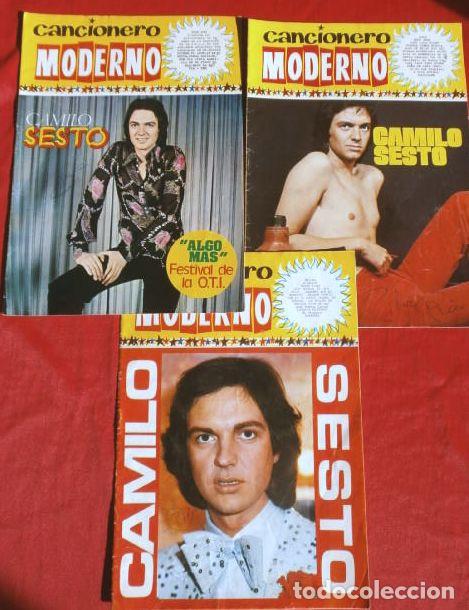 Cat&aacute;logos de M&uacute;sica: CAMILO SESTO (1973) 3 revistas CANCIONERO MODERNO - ED. ESTE - Amor, Amar, Solo un hombre, Algo Mas