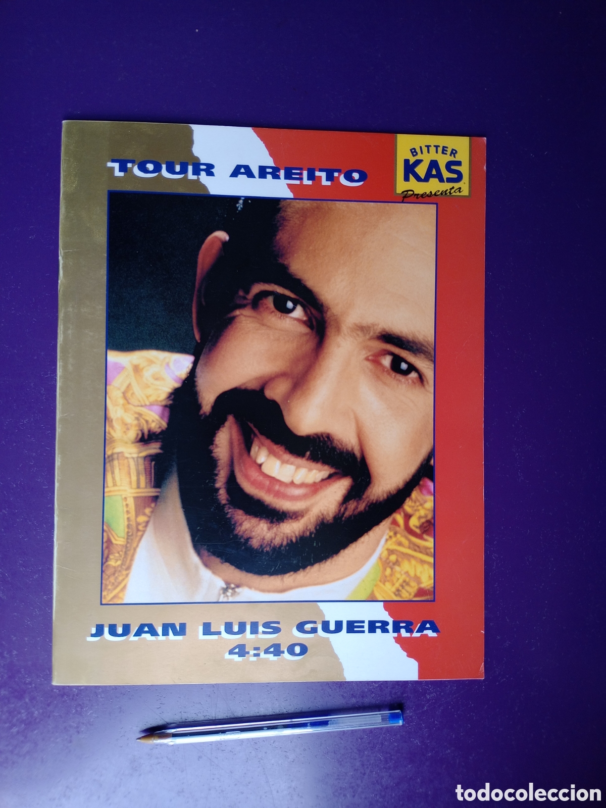 Cat&aacute;logos de M&uacute;sica: JUAN LUIS GUERRA 4:40 TOUR AREITO, revista gira 93, 12 pags fotos, letras canciones, PUBLICIDAD KAS