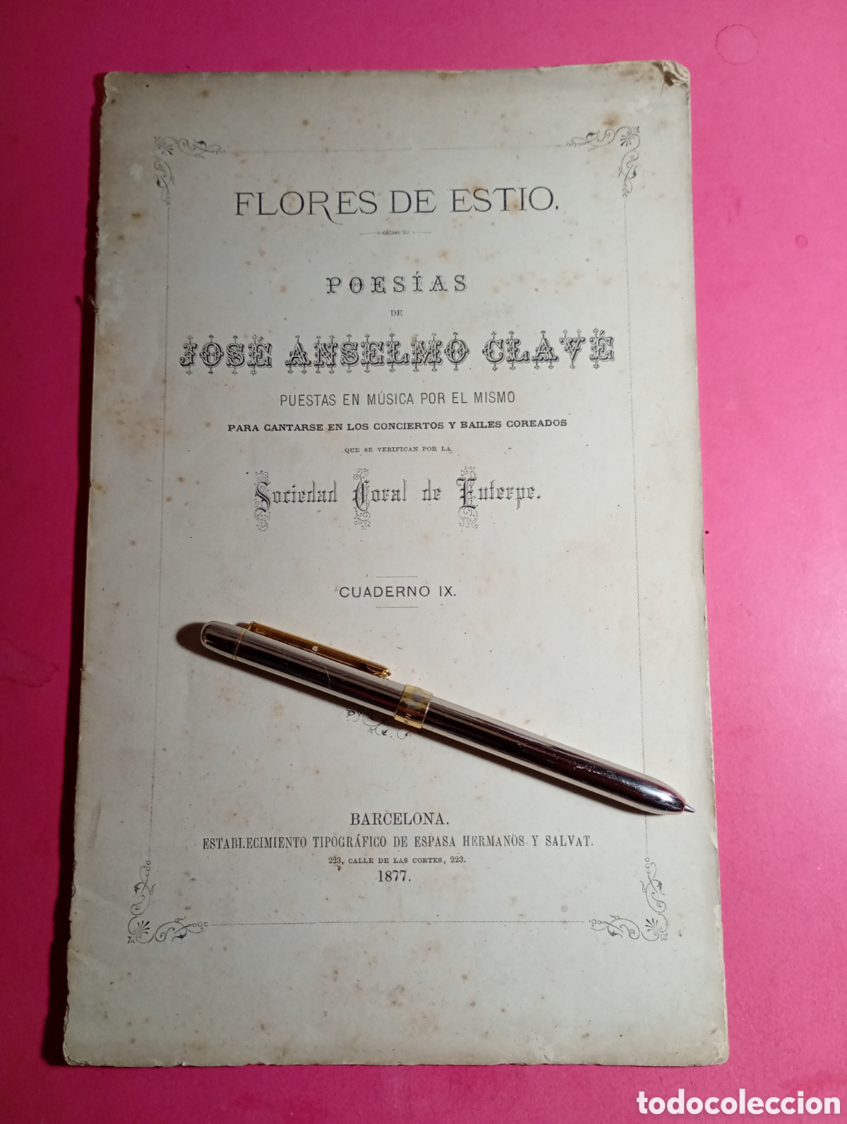 Cat&aacute;logos de M&uacute;sica: ANSELMO CLAV&Eacute; JOS&Eacute; 4 VOL. ''FLORES D EST&Iacute;O'' MUSICADAS POR EL MISMO 1877/1884