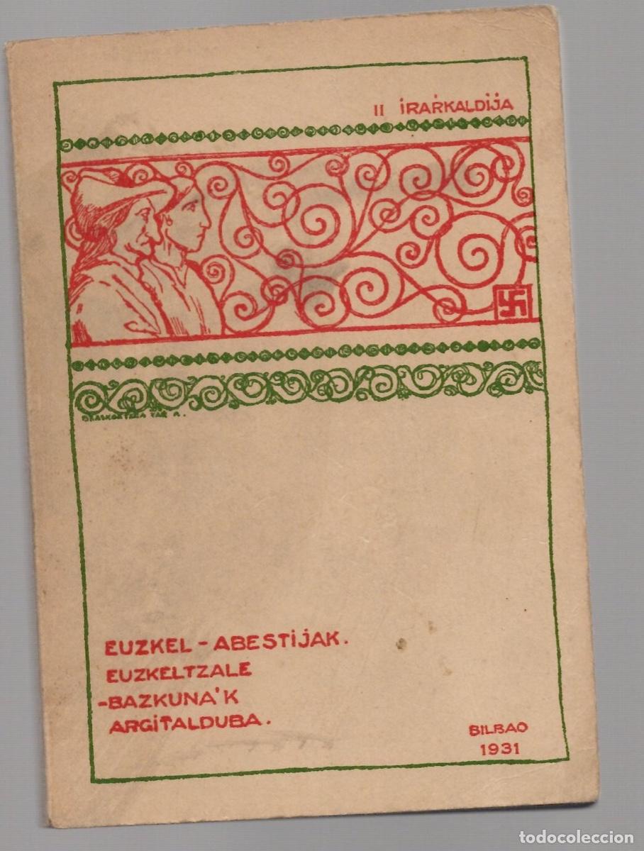 Cat&aacute;logos de M&uacute;sica: EUSKEL-ABESTIJAK. II IRARKALDIJA. EUZKELTZALE-BAZKUNA'K ARGITALDUBA. BILBAO 931