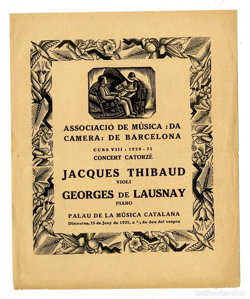 Music Catalogs: Programa de M&uacute;sica da Camera / Jacques Thibaud - Georges de Lausnay 1921 - Palau de la M&uacute;sica Catala