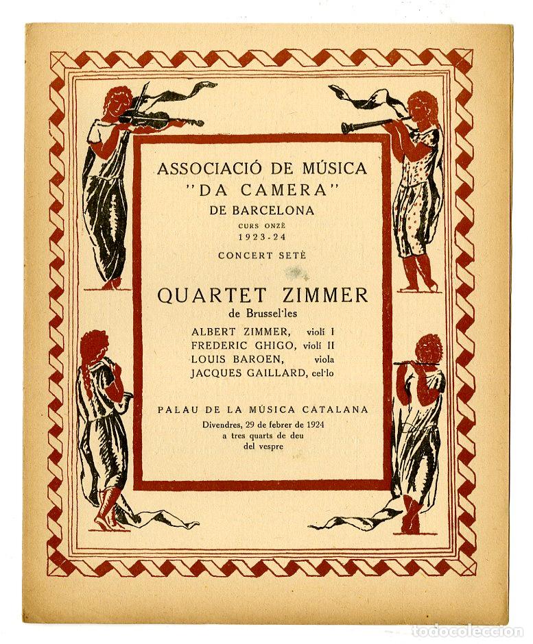 Music Catalogs: Programa de M&uacute;sica da Camera / Concert Quartet Zimmer 1923/24 - Palau de la M&uacute;sica Catalana