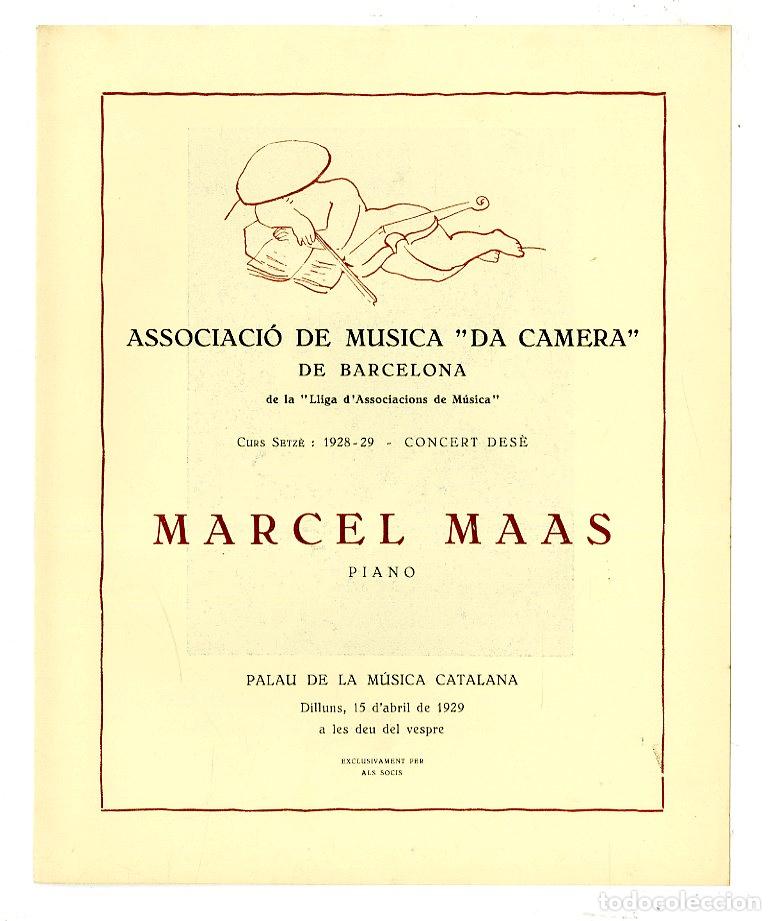 Music Catalogs: Programa de M&uacute;sica da Camera / Narcel Maa - Piano 1929 - Palau de la M&uacute;sica Catalana